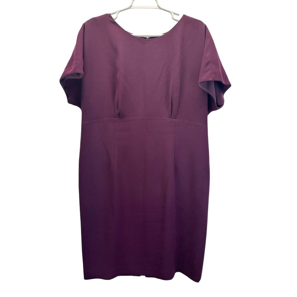 Lafayette 148 New York Purple Short Sleeve Career Sheath Dress 16P Workwear